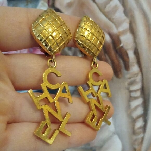 Chanel Vintage Dangle Earrings Clip-On Rare - Picture 13 of 17